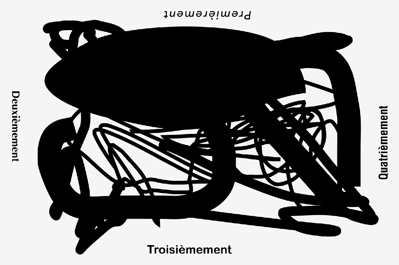 Claude Closky, ‘Premièrement deuxièmement troisièmement quatrièmement [Firstly Secondly Thirdly Fourthly],’ 2022, Paris: Atelier Arcay Silkscreen print on 350g paper, 4 prints 40 x 60 and 60 x 40 cm.